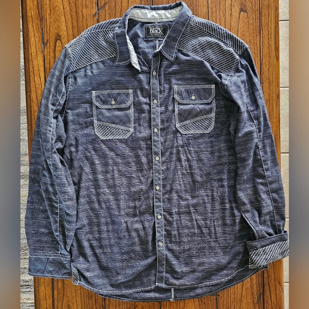Buckle Dark Blue Casual Button Down Shirt